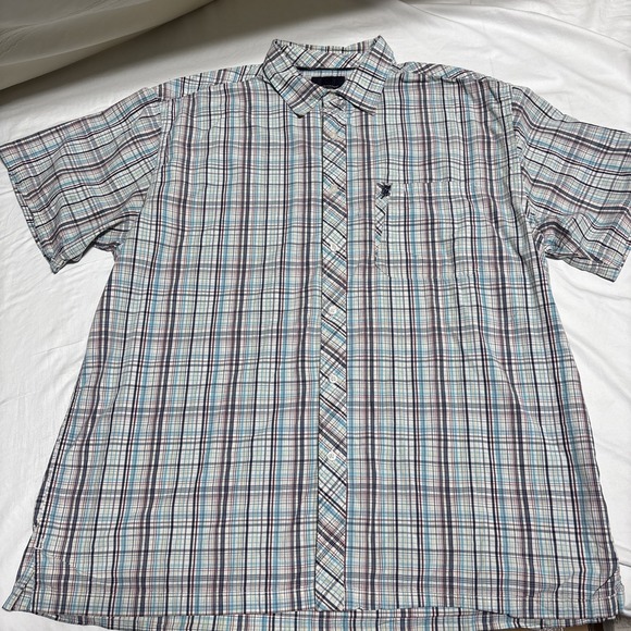 Phat Farm Other - Vtg 90s Phat Farm Shirt Mens Color Cage White Blue Red Plaid Hip Hop Y2K 3XL